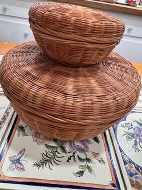 Woven Rattan Decorative Basket Set - Brown